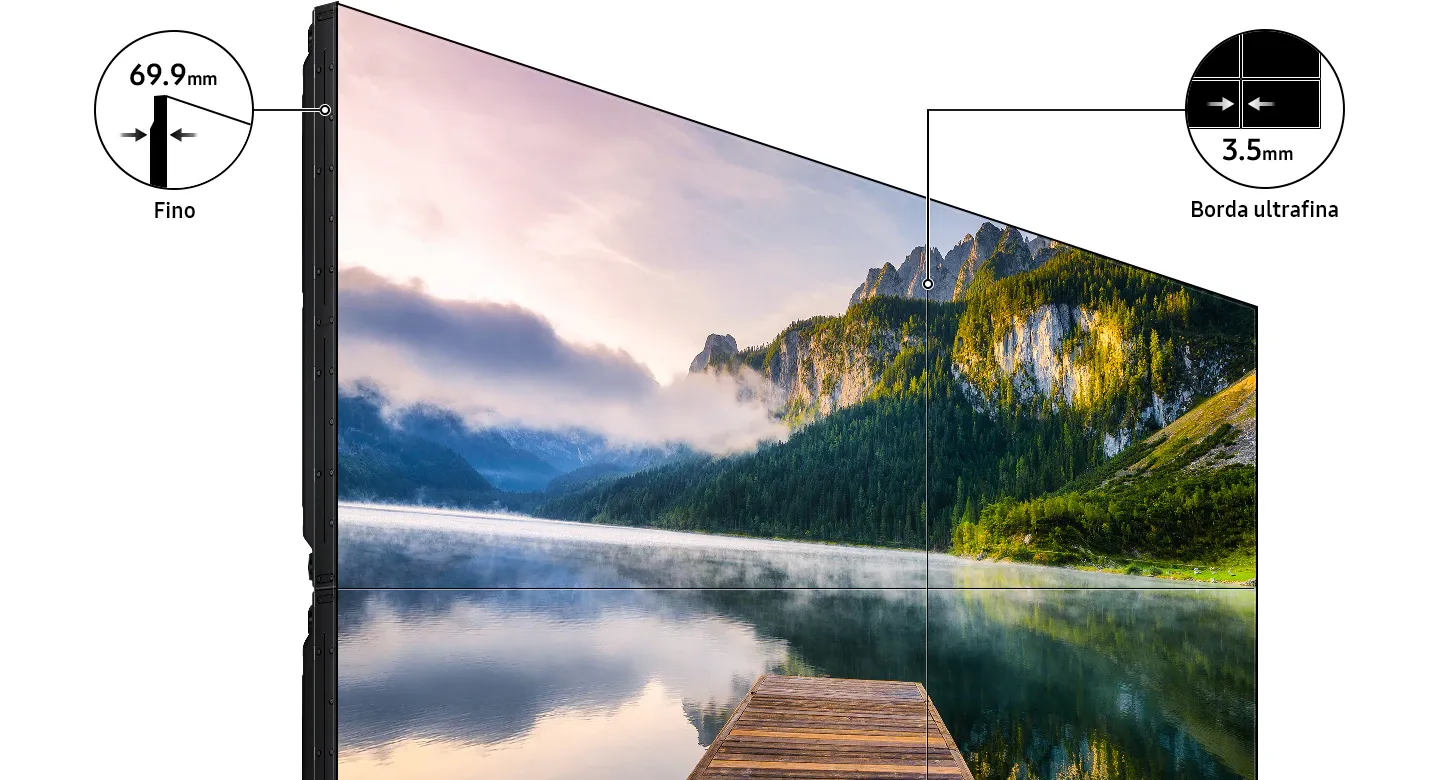 Painel LG 55VM5J-H visto em ângulo, destacando o painel IPS